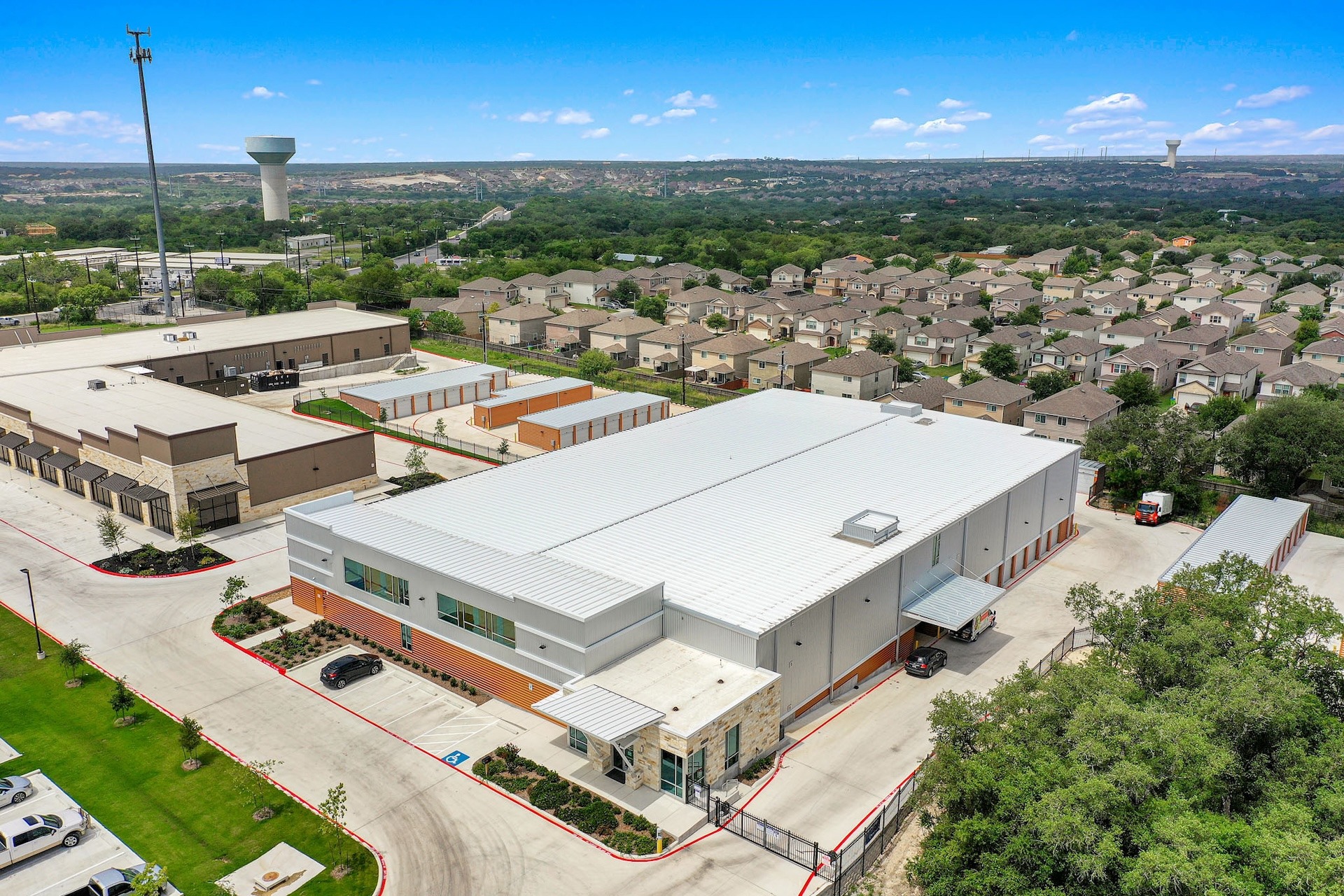 aerial view of a self-storage business