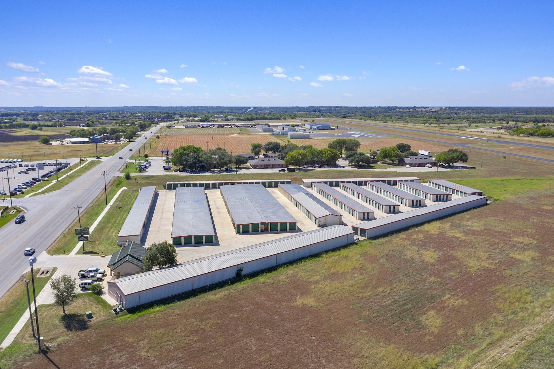 aerial view of a self-storage business